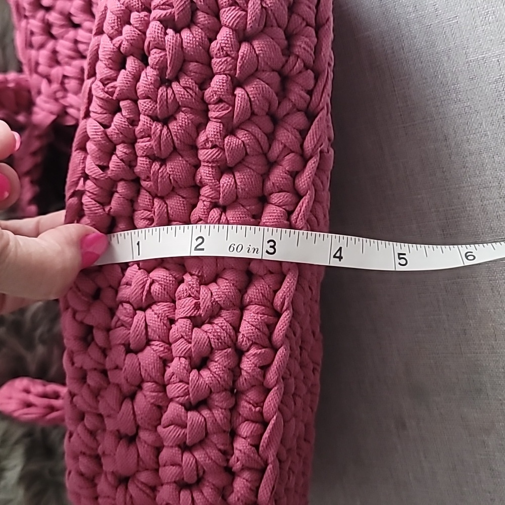 Handcrafted Pink Woven Tote Bag - Picture 13 of 14